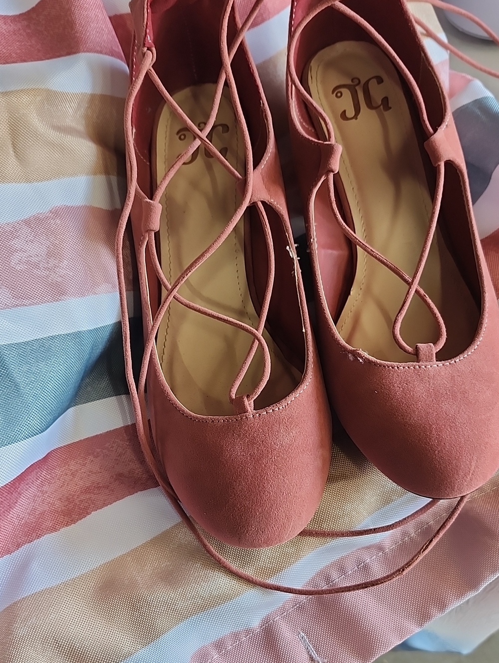 Lace-Up Heels in Dusty Rose Like New